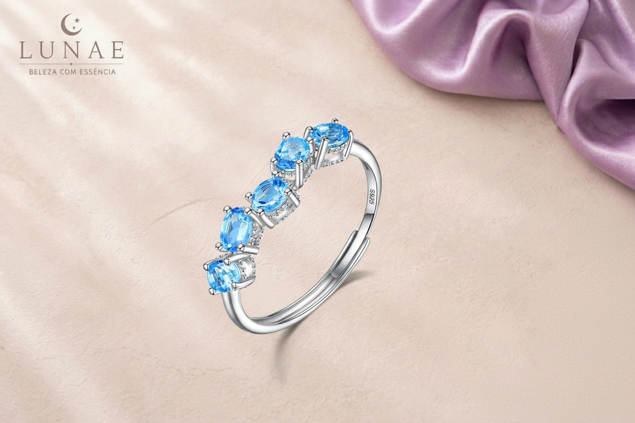 Anel azul fundo Lunae sem flores