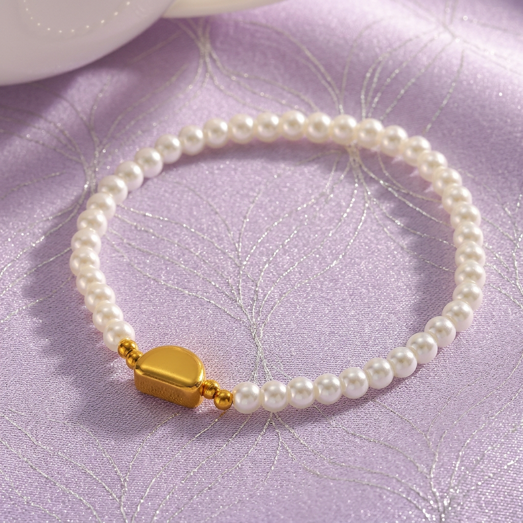Lunae Coleção Estrela e Pérola – Colar e Pulseira em Aço Inoxidável