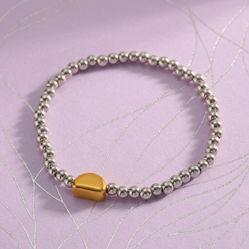 Lunae Coleção Estrela e Pérola – Colar e Pulseira em Aço Inoxidável