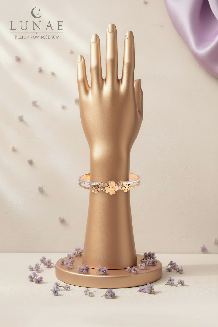 Pulseira de Trevo no Suporte Lunae